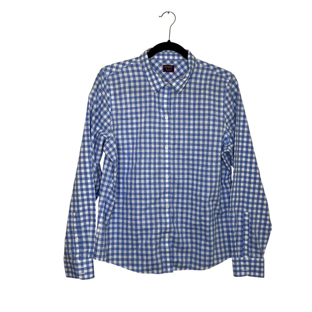 UNTUCKit  Button up Blue and White gingham check Size 12